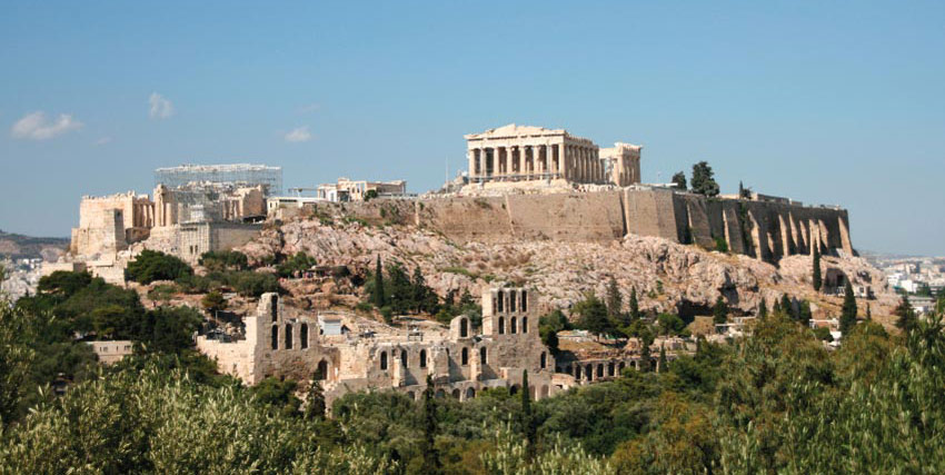 Picture of the Acropolis hill in Athens, Greece.