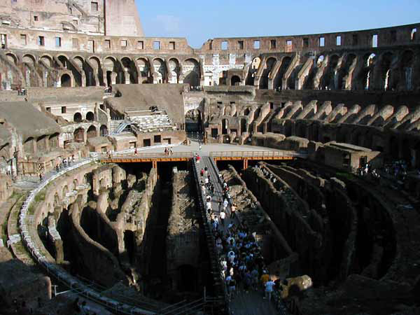Tourist Visiting the Interior of the Roman Coliseum