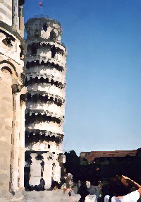 The Leaning Tower of Pisa besides the cathedral